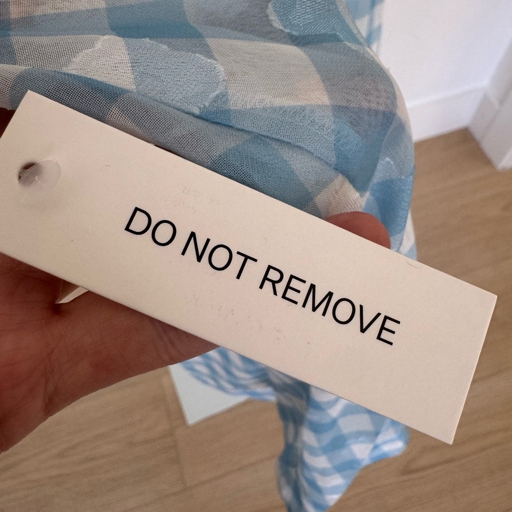 NWT For Love and Lemons Claudette Gingham Midi Dress in Light Blue + White - Picture 13 of 15